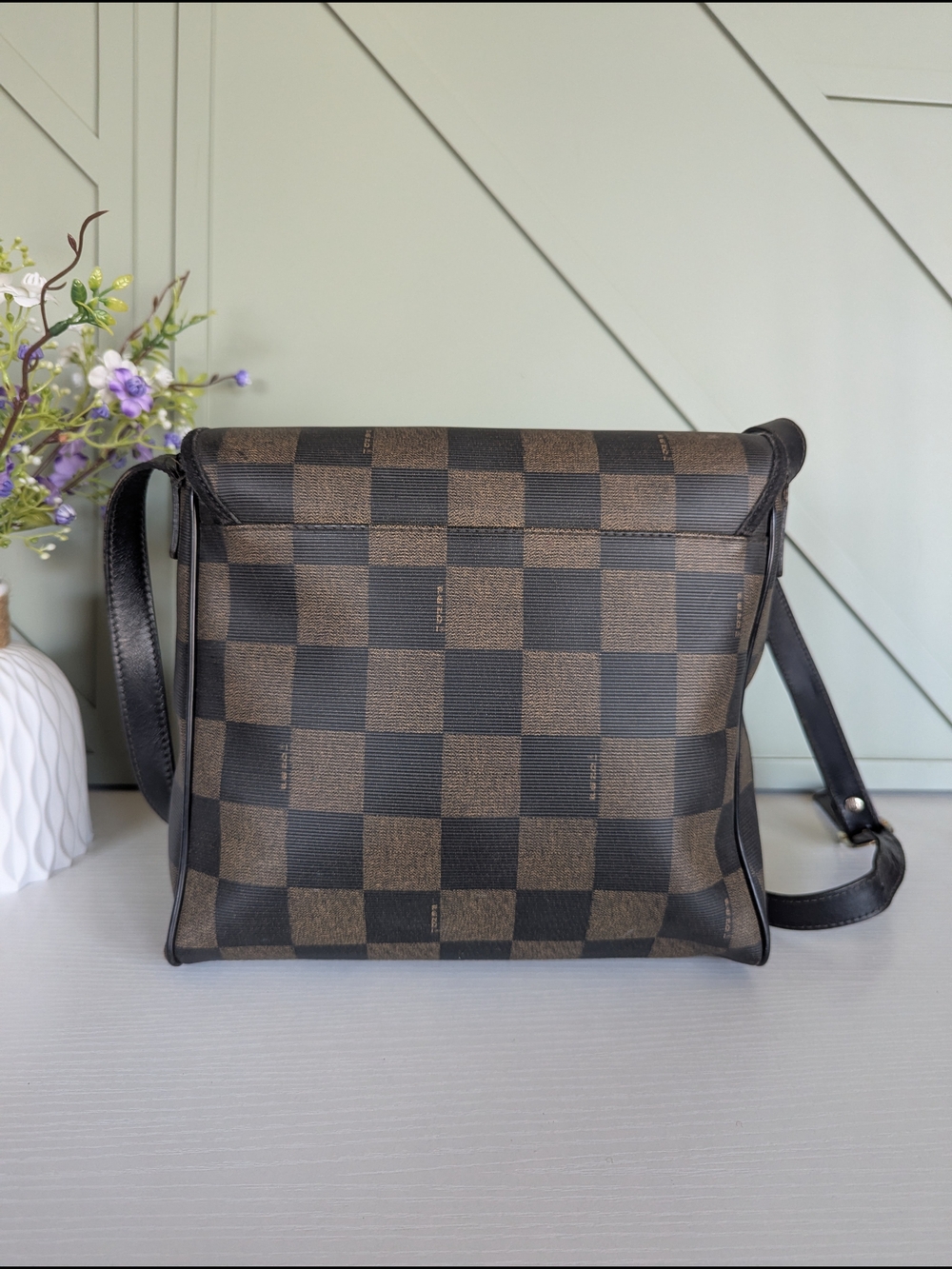 Fendi Brown and Black Checkerboard Crossbody Bag - Picture 6 of 17